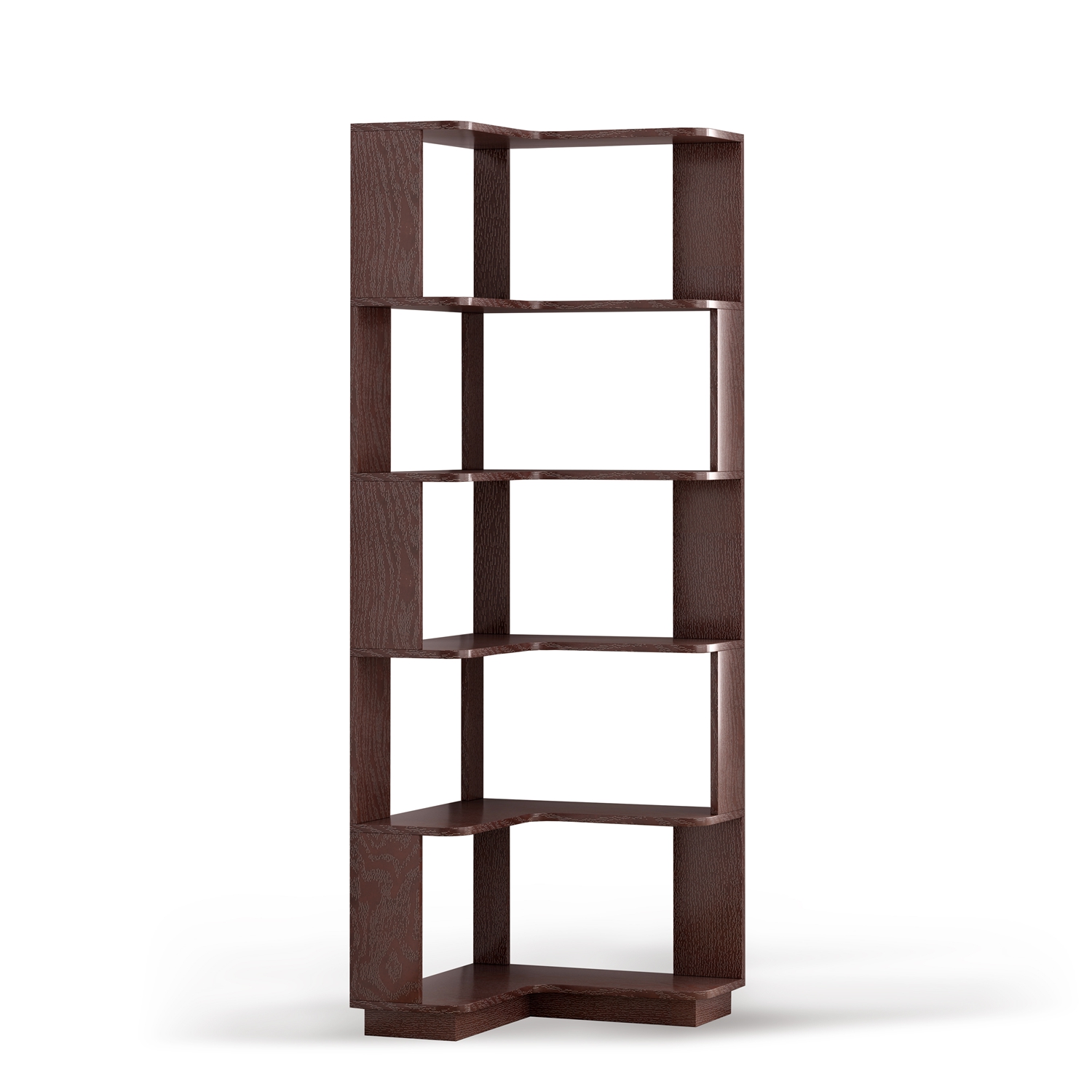6 Tier Freestanding L-Shaped Corner Bookshelf For Living Room, Bedroom, Wooden Bookcase with anti-drop panle & anti tipping device, Display shelf Open