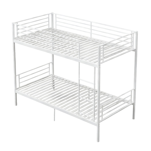 Twin Over Twin Metal Bunk Bed with Ladder and Full-Length Guardrails Convertible into Two Twin Beds Heavy-Duty Iron Bunk Bed Frame No Box Spring Neede