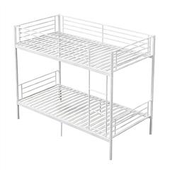 Twin Over Twin Metal Bunk Bed with Ladder and Full-Length Guardrails Convertible into Two Twin Beds Heavy-Duty Iron Bunk Bed Frame No Box Spring Neede