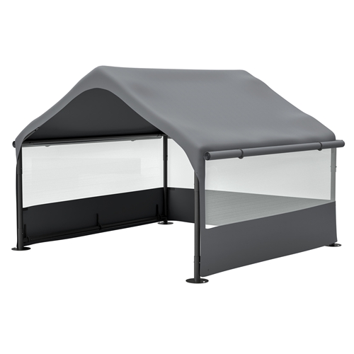 4\'x4\'x3\' Extra Large Outdoor Dog House Tent Breathable Outdoor Enclosure with 3-Sided Roll-Up Mesh Windows Ground Stakes Storage Bag for Dogs, Cats