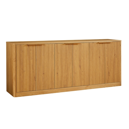 Modern Fluted Sideboard Cabinet with 6 Doors Wavy Storage Cabinet with Large Invisible Storage Buffet Cabinet TV Stand Accent Console Table for Living