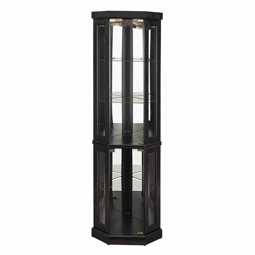 5-Tier Lighted Corner Curio Display Cabinet Adjustable Glass Display Case with Light Bulb Anti-Tipping Hardware for Collectibles, Wine & Decor