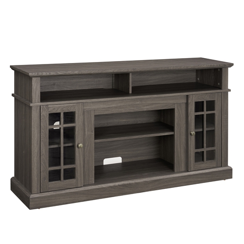 Classic 58" TV Stand with Glass Door Cabinets & Adjustable Shelves, Media Entertainment Center for TVs up to 65", Living Room Media Console with Cable