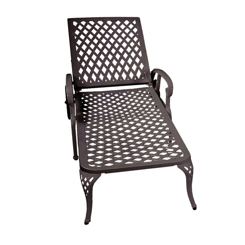 Outdoor Aluminum Lounge Chair with Wheels, Adjustable Reclining Chaise Lounge, Weather Resistant Patio Recliner Chair with 3-Position Backrest (120°/1