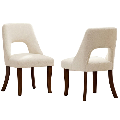 Chenille Dining Chairs Set of 2, Upholstered Side Chairs with Curved Solid Rubberwood Legs for Dining Room Kitchen