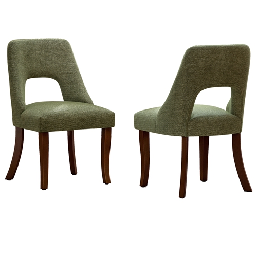 Cutout Back Counter Height Bar Stools Set of 2, Mid Century Chenille Upholstered Kitchen Island Stools with Solid Rubberwood Legs