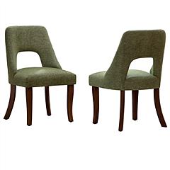 Cutout Back Counter Height Bar Stools Set of 2, Mid Century Chenille Upholstered Kitchen Island Stools with Solid Rubberwood Legs
