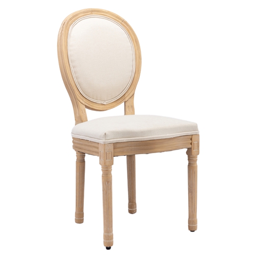 French Style Solid Wood Dining Chairs Set of 2, Elegant Oval Back Kitchen Side Chairs for Dining Room & Living Room