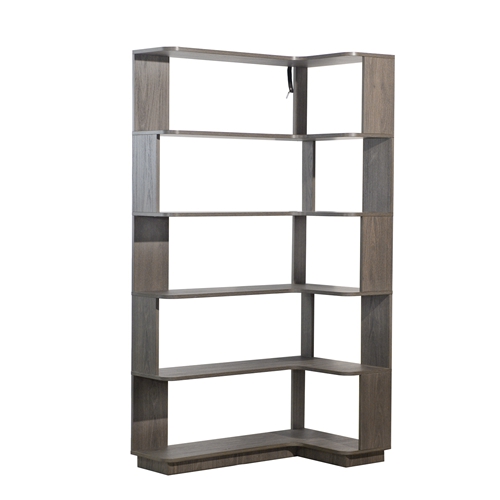 5-Tier L-Shaped Corner Bookshelf, 35.43" Corner Bookcase with 6 Open Shelves, 15mm MDF Freestanding Display Storage Shelf with Anti-Tip Kit for Living