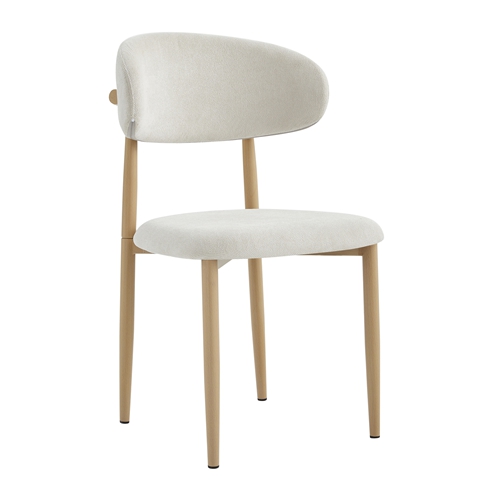 Modern Dining Chair Set of 2 Linen Upholstered Ergonomic Curved Back Dining Chairs with Metal Legs, 330lbs Capacity for Dining Room Restaurant