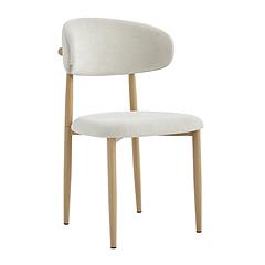 Modern Dining Chair Set of 2 Linen Upholstered Ergonomic Curved Back Dining Chairs with Metal Legs, 330lbs Capacity for Dining Room Restaurant
