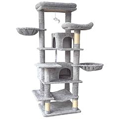 68in Multi-Level Cat Tree Tower with Hammocks, Cat Condo, Hanging Basket, Removable Cushions & Sisal Scratching Posts, Plush Cat Activity Center for I