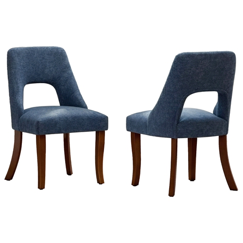 Cutout Back Counter Height Bar Stools Set of 2, Mid Century Chenille Upholstered Kitchen Island Stools with Solid Rubberwood Legs