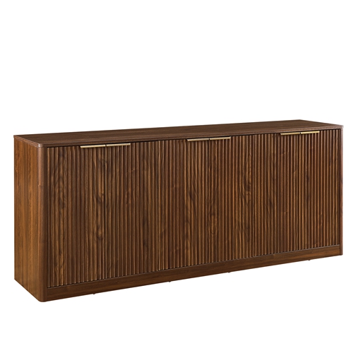 Modern Fluted Sideboard Cabinet with 6 Doors Wavy Storage Cabinet with Large Invisible Storage Buffet Cabinet TV Stand Accent Console Table for Living