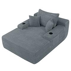 Forbidden to Sell on AliExpress Boneless Chaise Lounge Sleeper Sofa Bed with Cup Holders & Storage Pocket, Single Seat Oversized Leisure Chair with Th