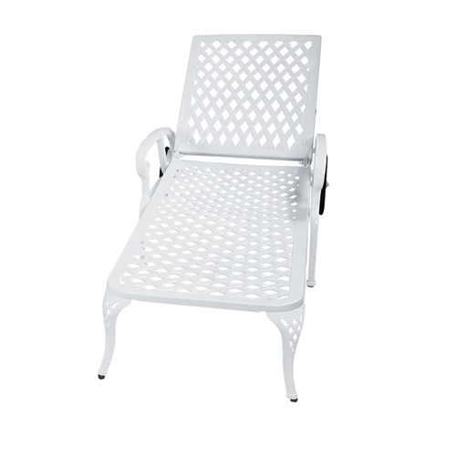 Outdoor Aluminum Lounge Chair with Wheels, Adjustable Reclining Chaise Lounge, Weather Resistant Patio Recliner Chair with 3-Position Backrest (120°/1