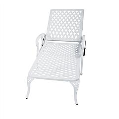 Outdoor Aluminum Lounge Chair with Wheels, Adjustable Reclining Chaise Lounge, Weather Resistant Patio Recliner Chair with 3-Position Backrest (120°/1