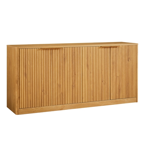 Modern Fluted Sideboard Cabinet with 4 Doors Wavy Storage Cabinet with Large Invisible Storage Buffet Cabinet TV Stand Accent Console Table for Living