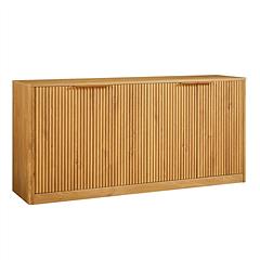 Modern Fluted Sideboard Cabinet with 4 Doors Wavy Storage Cabinet with Large Invisible Storage Buffet Cabinet TV Stand Accent Console Table for Living