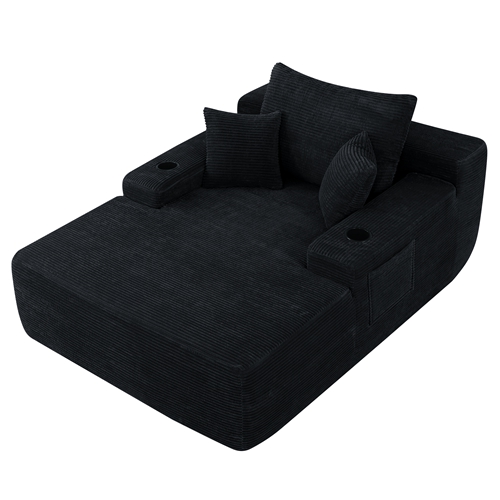 Forbidden to Sell on AliExpress Boneless Chaise Lounge Sleeper Sofa Bed with Cup Holders & Storage Pocket, Single Seat Oversized Leisure Chair with Th