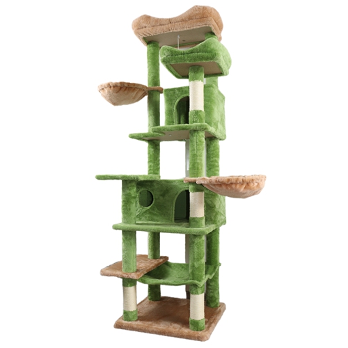 68in Multi-Level Cat Tree Tower with Hammocks, Cat Condo, Hanging Basket, Removable Cushions & Sisal Scratching Posts, Plush Cat Activity Center for I