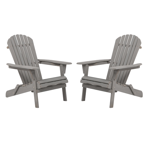 2Pcs Outdoor Folding Adirondack Chairs with Pre-Assembled Backrest 220 lbs Capacity Hemlock Wood Patio Chairs for Garden Backyard Porch Pool Deck Fire