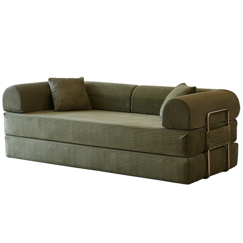 78.8" Convertible Floor Sofa Bed, 3 Seat Modular Corduroy Sofa, Foldable Sleeper Couch with High Density Foam, No Assembly Compression Sofa for Living