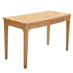 Solid Pine Wood Desk with 2 Drawers, 47.24-Inch Writing Desk with Smooth Edges, Home Office Computer Desk for Bedroom, Study Room, Living Room and Off