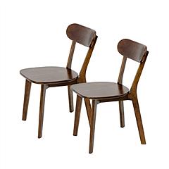 2Pcs Solid Wood Dining Chairs, Mid Century Modern Kitchen Chairs with Curved Backrest, Ergonomic Wooden Dining Chair with Adjustable Foot Pads for Din