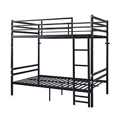 Twin Over Twin Metal Bunk Bed with Ladder and Full-Length Guardrails Heavy-Duty Iron Bunk Bed Frame No Box Spring Needed Space-Saving Bedroom Furnitur