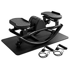 Swing Stepper Machine, Compact Mini Stepper with Resistance Bands, Non-Slip Exercise Mat & LCD Monitor, Full-Body Aerobic Fitness Step Machine for Hom
