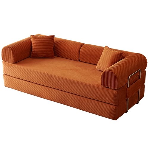 78.8" Convertible Floor Sofa Bed, 3 Seat Modular Corduroy Sofa, Foldable Sleeper Couch with High Density Foam, No Assembly Compression Sofa for Living