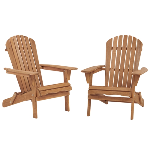 2Pcs Outdoor Folding Adirondack Chairs with Pre-Assembled Backrest 220 lbs Capacity Hemlock Wood Patio Chairs for Garden Backyard Porch Pool Deck Fire