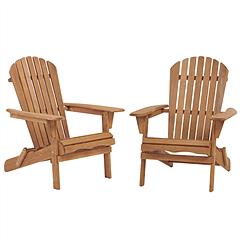 2Pcs Outdoor Folding Adirondack Chairs with Pre-Assembled Backrest 220 lbs Capacity Hemlock Wood Patio Chairs for Garden Backyard Porch Pool Deck Fire
