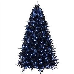 7FT Pre-Lit Black Christmas Tree with 450 White LED Lights 1916 PVC Tips Artificial Christmas Tree with Metal Stand Hinged Branches for Indoor Holiday
