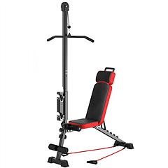 12-in-1 Multi-Functional Weight Bench with Pulley System and Resistance Cords, Adjustable Backrest Headrest Lat Pulldown Workout Bench with Leg Suppor