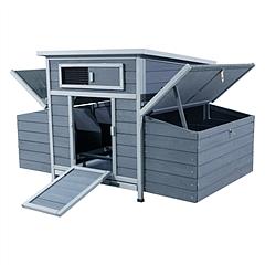 Forbidden To Sell On Temu Large Wooden Chicken Coop for 3-6 Chickens, Outdoor Hen House with 6 Nesting Compartments, Waterproof Asphalt Roof, Removabl